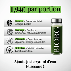 Image of Greens by B1ORG - Complément Nutritionnel Biologique avec Vitamines Minéraux Adaptogènes Superaliments Antioxydants 30 Jours d'Utilisation Tout-en-un pour Digestion, Performance, Récupération & Bien-être Bouteille en verre premium offerte