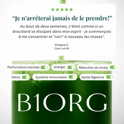 Image of Greens by B1ORG - Complément Nutritionnel Biologique avec Vitamines Minéraux Adaptogènes Superaliments Antioxydants 30 Jours d'Utilisation Tout-en-un pour Digestion, Performance, Récupération & Bien-être Bouteille en verre premium offerte
