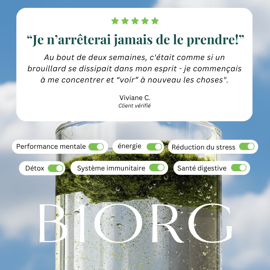 Greens by B1ORG - Complément Nutritionnel Biologique avec Vitamines Minéraux Adaptogènes Superaliments Antioxydants 30 Jours d'Utilisation Tout-en-un pour Digestion, Performance, Récupération & Bien-être Bouteille en verre premium offerte