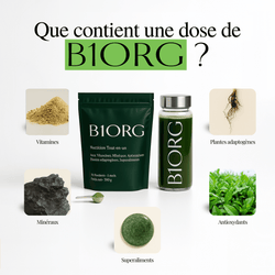 Image of Greens by B1ORG - Complément Nutritionnel Biologique avec Vitamines Minéraux Adaptogènes Superaliments Antioxydants 30 Jours d'Utilisation Tout-en-un pour Digestion, Performance, Récupération & Bien-être Bouteille en verre premium offerte