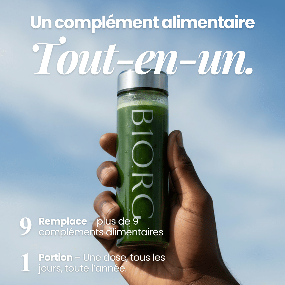 Image of Greens by B1ORG - Complément Nutritionnel Biologique avec Vitamines Minéraux Adaptogènes Superaliments Antioxydants 30 Jours d'Utilisation Tout-en-un pour Digestion, Performance, Récupération & Bien-être Bouteille en verre premium offerte