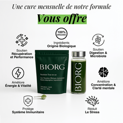 Image of Greens by B1ORG - Complément Nutritionnel Biologique avec Vitamines Minéraux Adaptogènes Superaliments Antioxydants 30 Jours d'Utilisation Tout-en-un pour Digestion, Performance, Récupération & Bien-être Bouteille en verre premium offerte